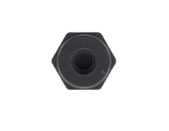 a black knob with a white background