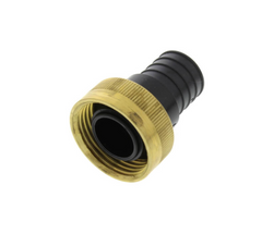 a brass - plated hose fitting with a black hose