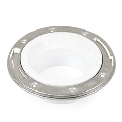 3" Hub x 4" Inside Fit, Fast Set PVC Closet Flange w/ St. Steel Ring