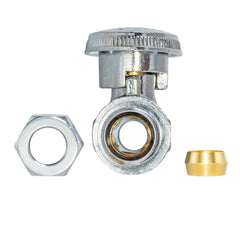 3/8"OD Comp x 1/2"PEX, Quarter Turn Straight Stop Valve, Chrome Plated