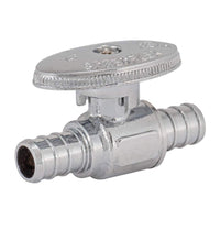 1/2"PEX x 1/2"PEX, Quarter Turn Straight Stop Valve, Chrome Plated