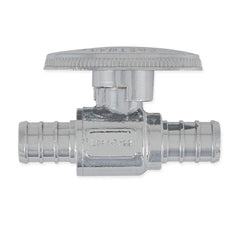 1/2"PEX x 1/2"PEX, Quarter Turn Straight Stop Valve, Chrome Plated