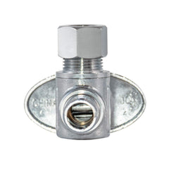 3/8"OD Comp x 1/2"PEX, Quarter Turn Angle Stop Valve, Chrome Plated