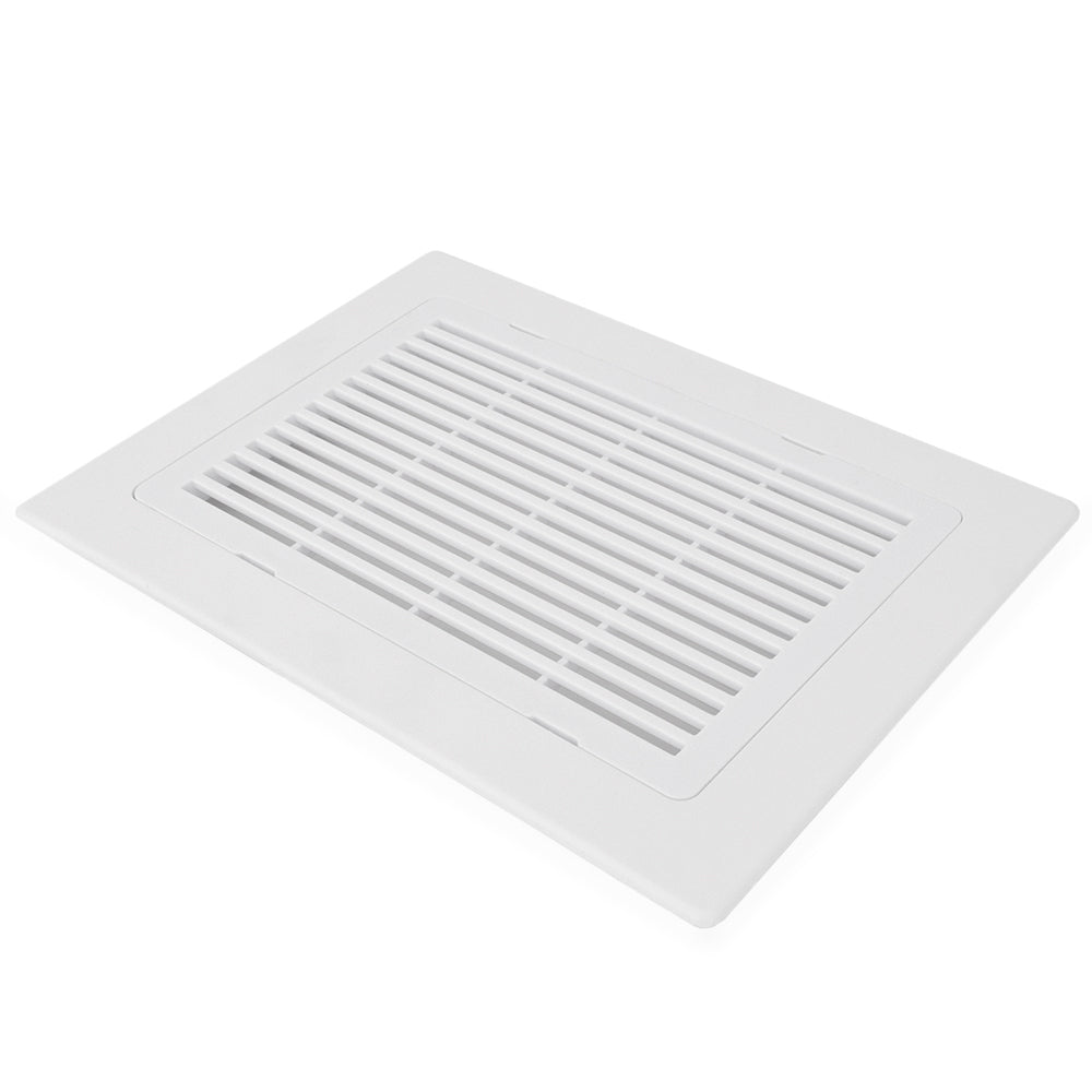 a white floor register on a white background