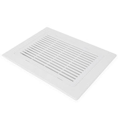 a white floor register on a white background