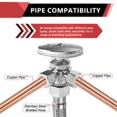 3/8"Comp x 3/8"Comp x 1/2"Comp, Quarter Turn, Dual Outlet 3-Way Stop Valve, Chrome Plated