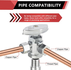 3/8"Comp x 3/8"Comp x 1/2"FIP, Quarter Turn, Dual Outlet 3-Way Stop Valve, Chrome Plated