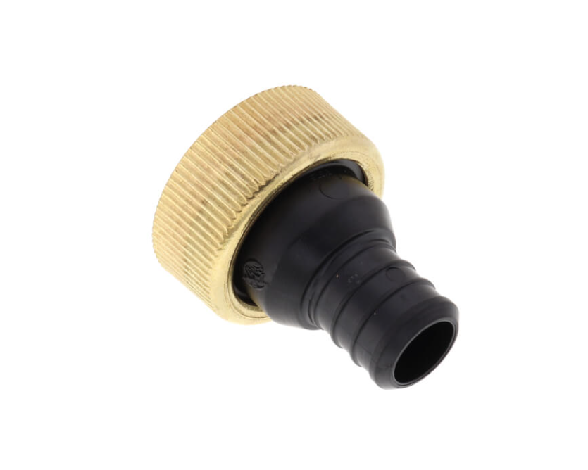 a black and gold hose connector on a white background