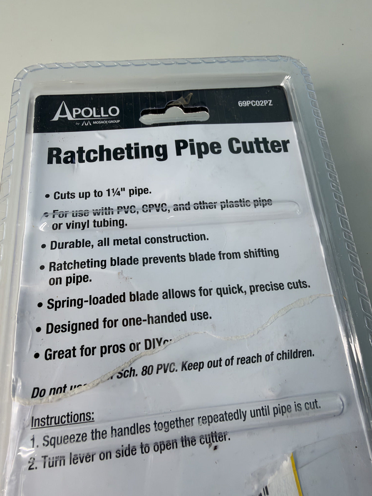 Apollo 1/8-1-1/4" Ratcheting Pipe Cutter 69PC02PZ