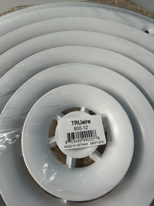 12" White Round Air Diffuser Grille TRUaire 800-12