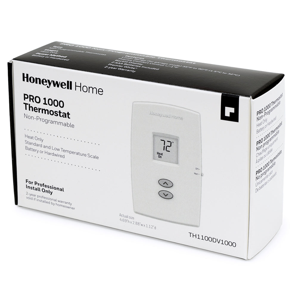 TH1100DV1000 PRO 1000 Non-Programmable Vertical Thermostat, Heat Only TH1100DV1000 PRO 1000 Non-Programmable Vertical Thermostat, Heat Only