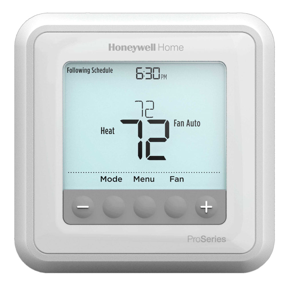 TH6220U2000 T6 Pro Programmable Thermostat, 2H/2C Conventional or 2H/1C Heat Pump + Aux. Heat