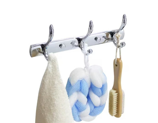 MODONA Large Triple Towel and Robe Hook in Polished Chrome