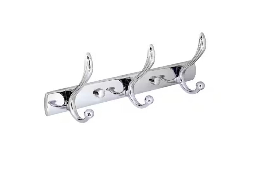 MODONA Large Triple Towel and Robe Hook in Polished Chrome