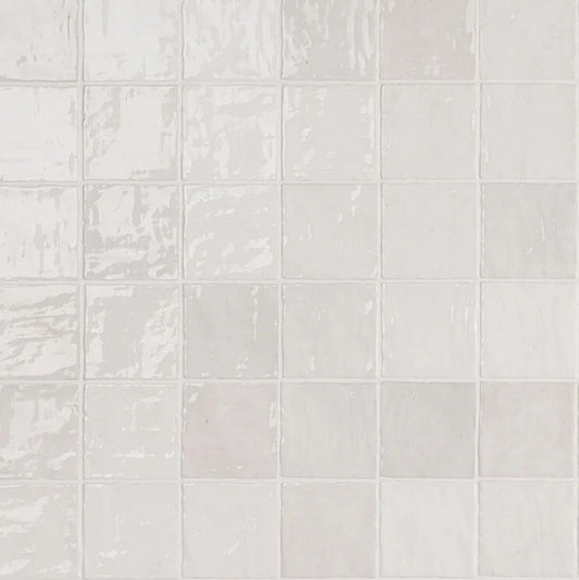 37.5sqft - Serena White 4×4 Glossy Ceramic Tile