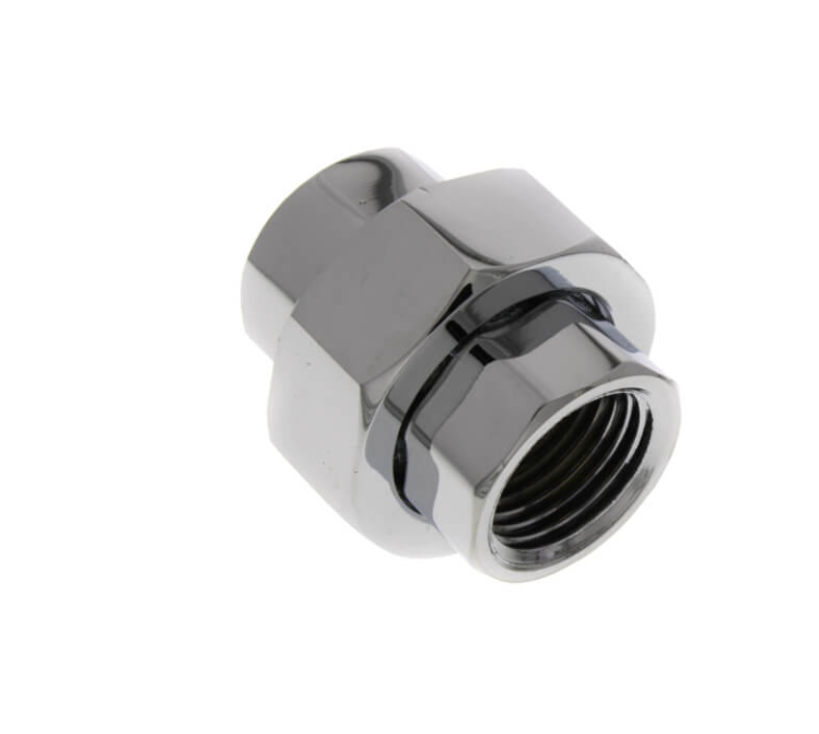 a chrome plated metal fitting for a water faucet