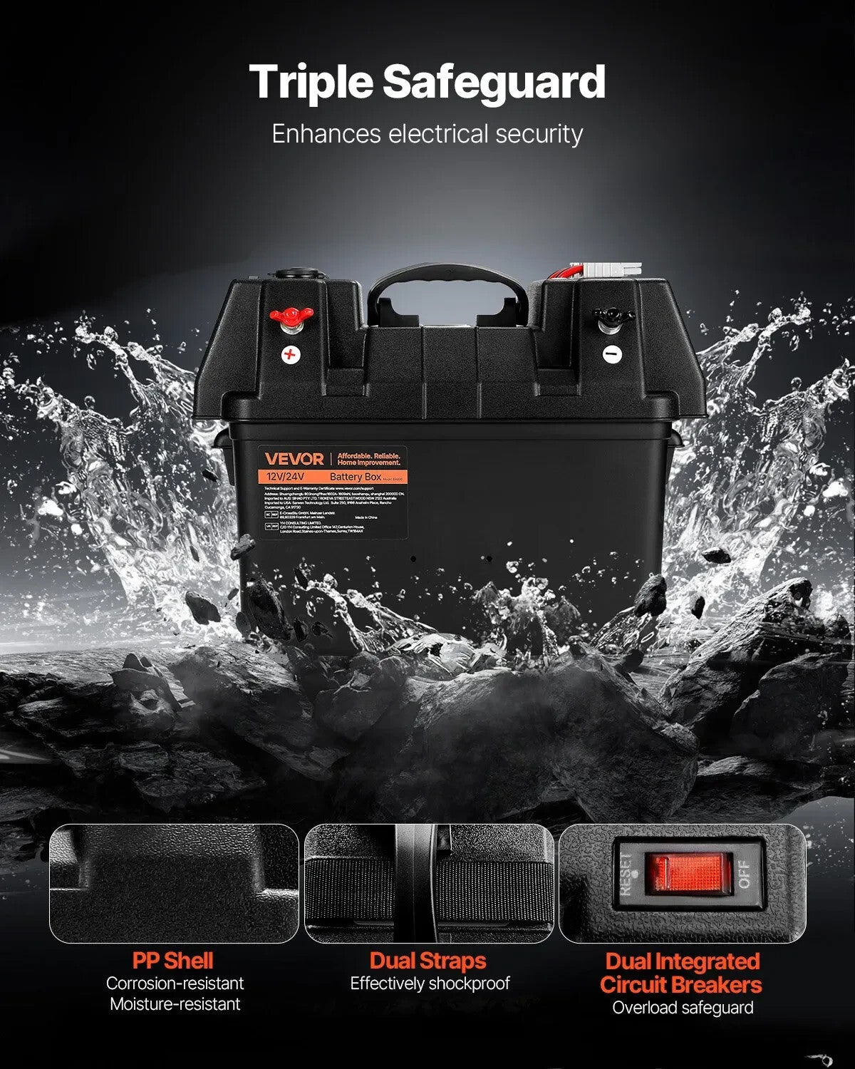 VEVOR Battery Box Group 24/31 Smart Battery Box 12V/24V/36V for Trolling Motor