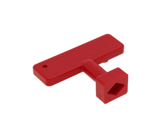 a red plastic object on a white background