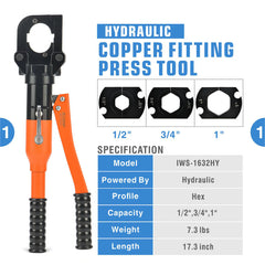 Hydraulic ProPress Tool Kit for 1/2", 3/4", & 1" Copper Fittings, with Tubing Cutter & Deburring Tool