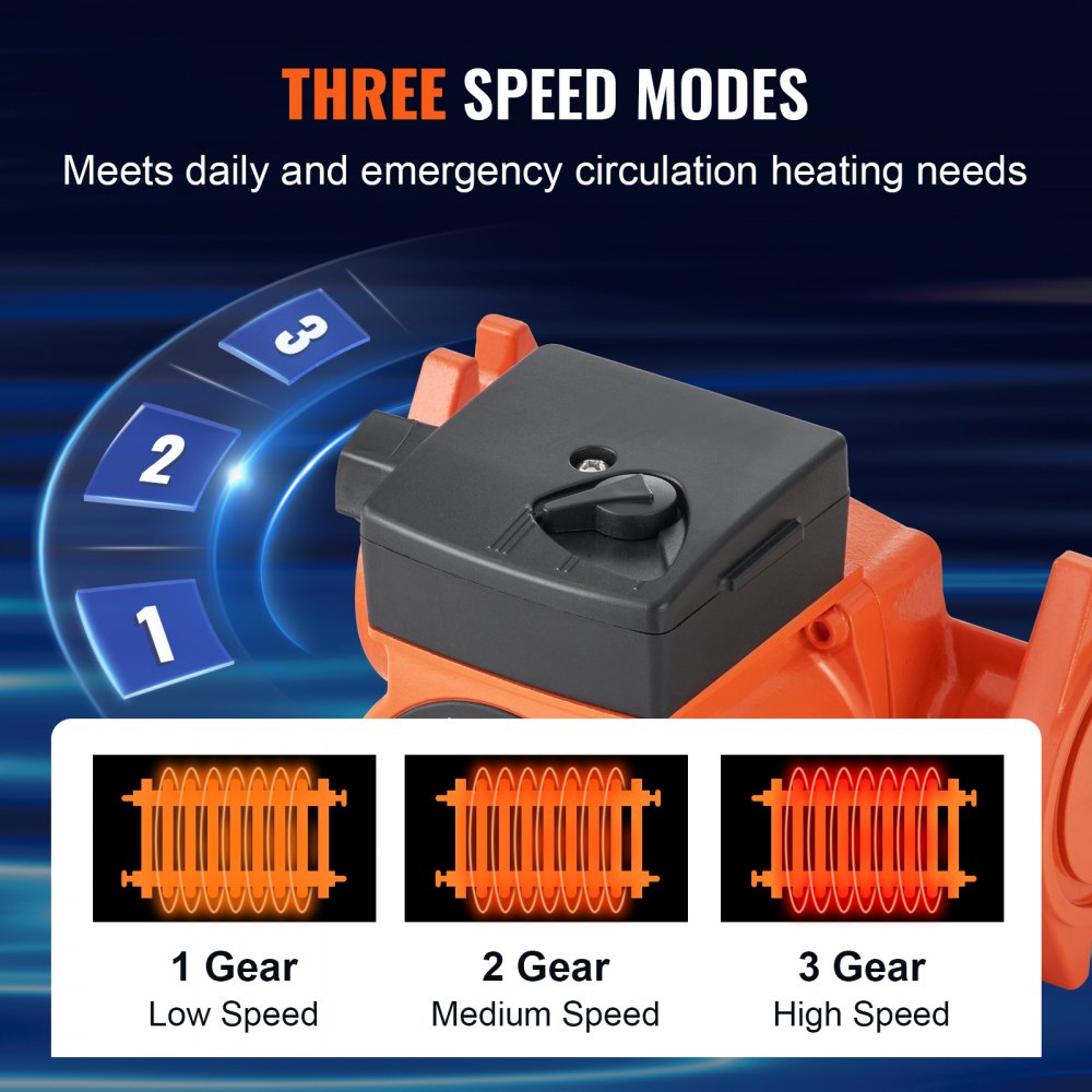 VEVOR UPS15-58FC Hot Water Circulation Pump 110V 82W 17 GPM Recirculating Pump VEVOR UPS15-58FC Hot Water Circulation Pump 110V 82W 17 GPM Recirculating Pump