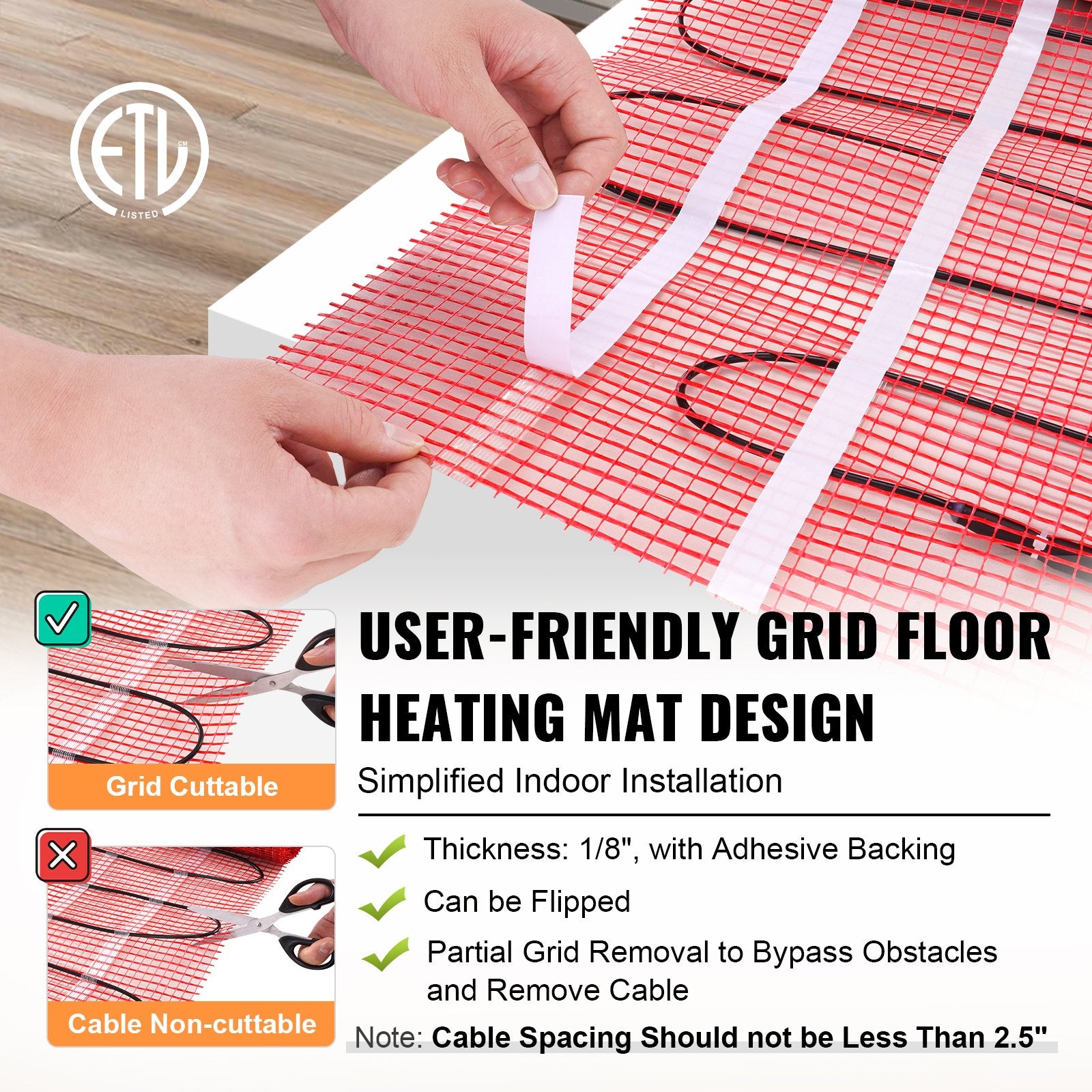 Floor Heating Mat, 100 Sq. ft, Electric Radiant In-Floor Heated Warm System with Digital Floor Sensing Thermostat, Includes Installation Monitor Floor Heating Mat, 100 Sq. ft, Electric Radiant In-Floor Heated Warm System with Digital Floor Sensing Thermostat, Includes Installation Monitor