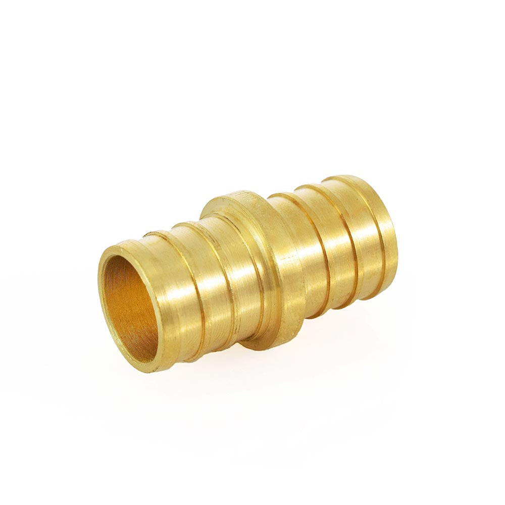 a brass plated metal tube on a white background