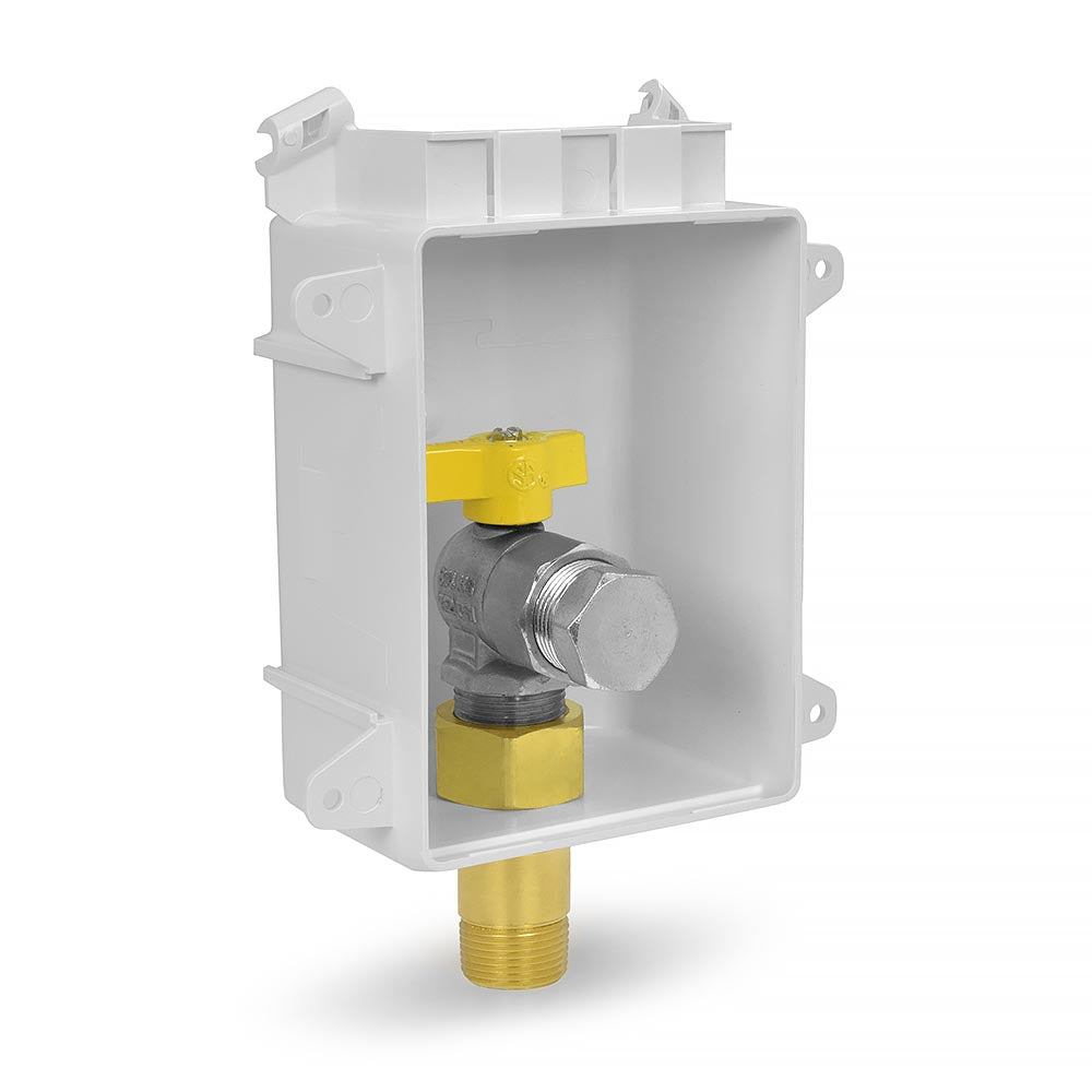 a yellow and white box with a yellow valve