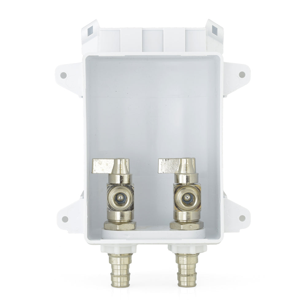 a couple of brass fittings in a white box
