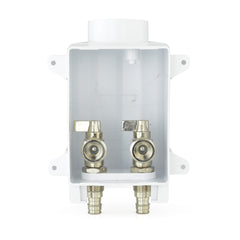 a couple of brass colored valves in a white box