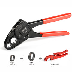 1/2" & 3/4" Combo Pex Angle Head Crimping Tool w/ Pex Cutters, Includes Hard Case, F1807