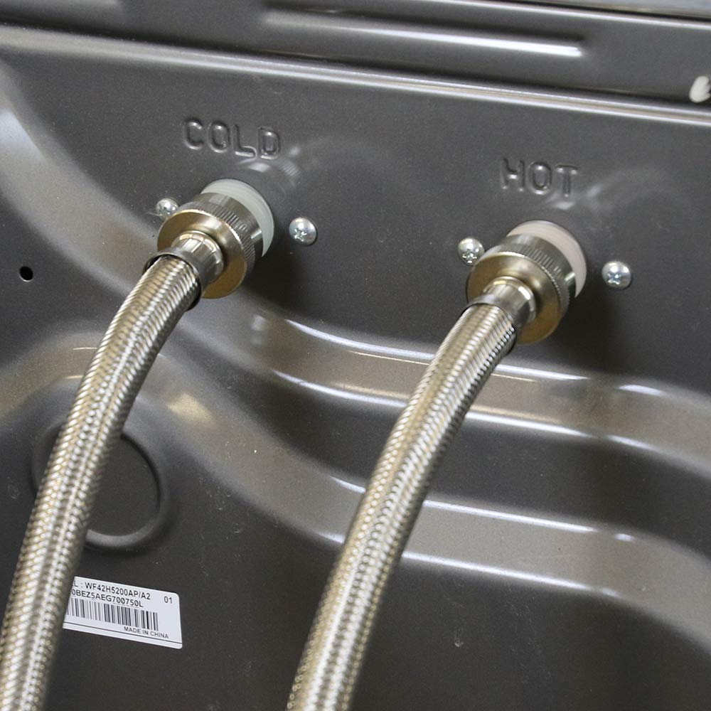 4' & 6' Washing Machine Connector, Pack of 2, 3/4"FHT Connection, Braided Stainless Steel Washing Machine Hoses Stainless Steel Washing Machine Hoses, Pack of 2, 3/4"FHT Connection