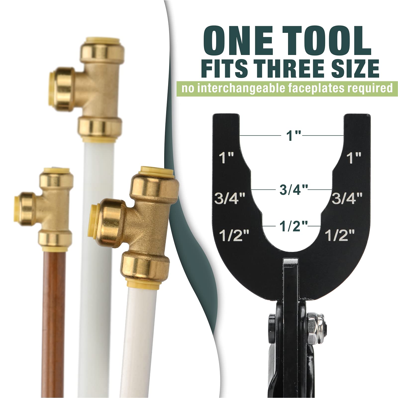 3-in-1 Push-fit Disconnect Clamp Tool for Brass-Push Fittings 1/2",3/4", & 1"