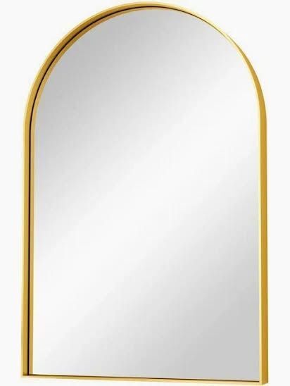 16 in. W x 20 in. H Arched Framed Decorative Wall Mounted Bathroom Vanity Mirror Gold Shatterproof