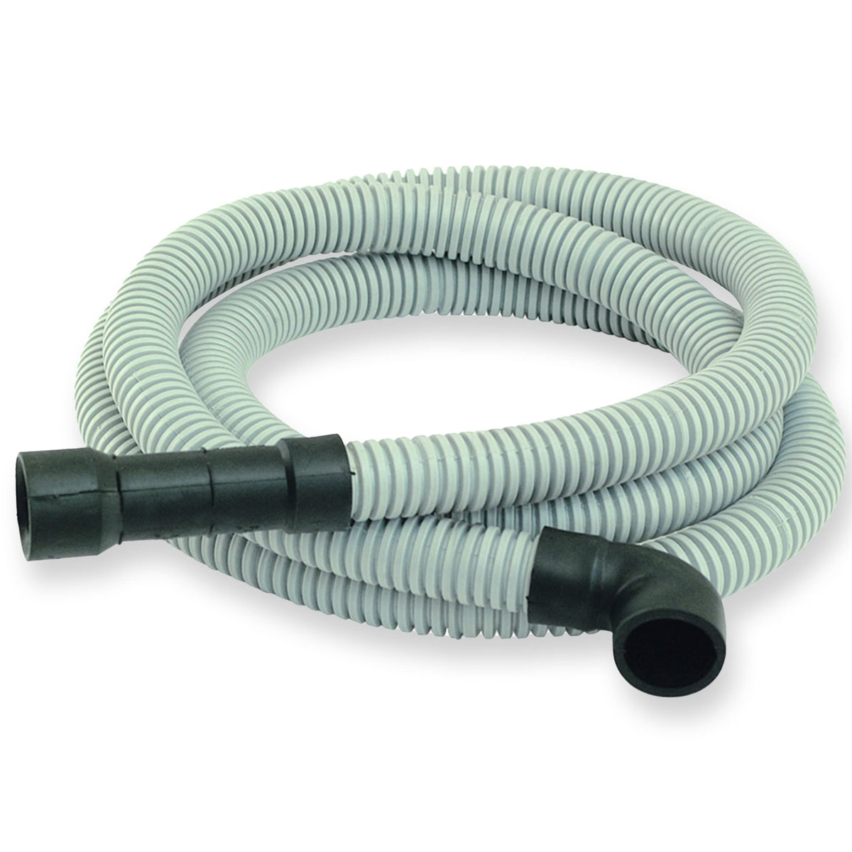 6' & 8' Dishwasher Drain Hose, Universal Fit with 5/8", 7/8", or 1" OD Drain Outlet, 90 Degree Rubber Elbow, Corrugated, Gray PVC