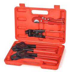 1/2", 3/4", & 1" Pex Angle Head Crimping Tools w/ Pex Cutters, Includes Hard Case, F1807