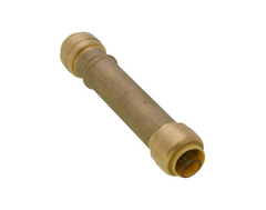 a brass colored tube with a white background