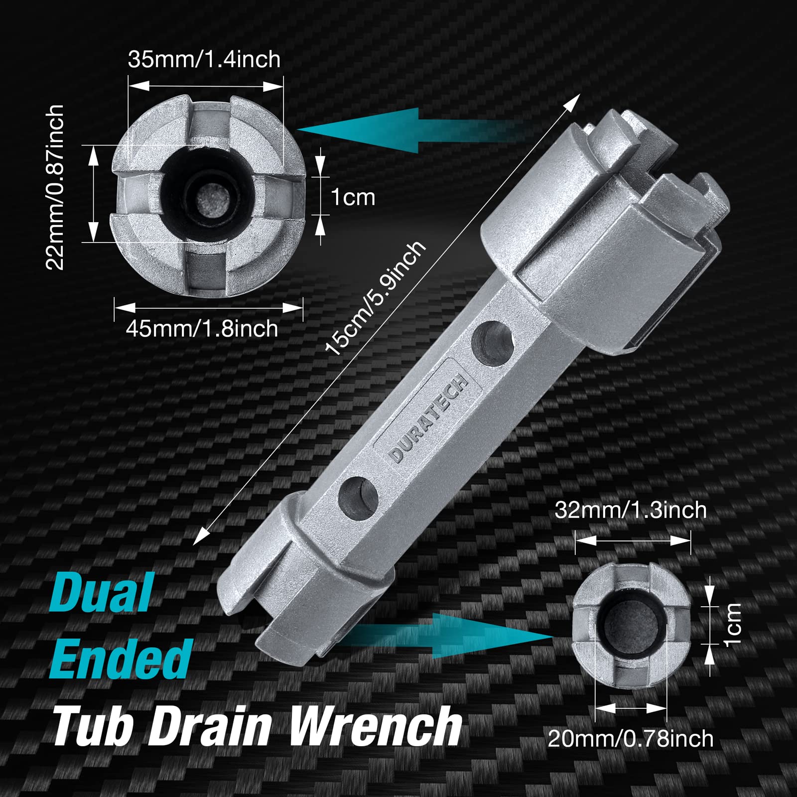 10-17" Telescoping Basin Wrench with 1-3/8" to 2-1/2" Large Jaw Capacity & Tub Drain Remover Wrench Aluminum Alloy Drain Removal Tool, Dual Ended