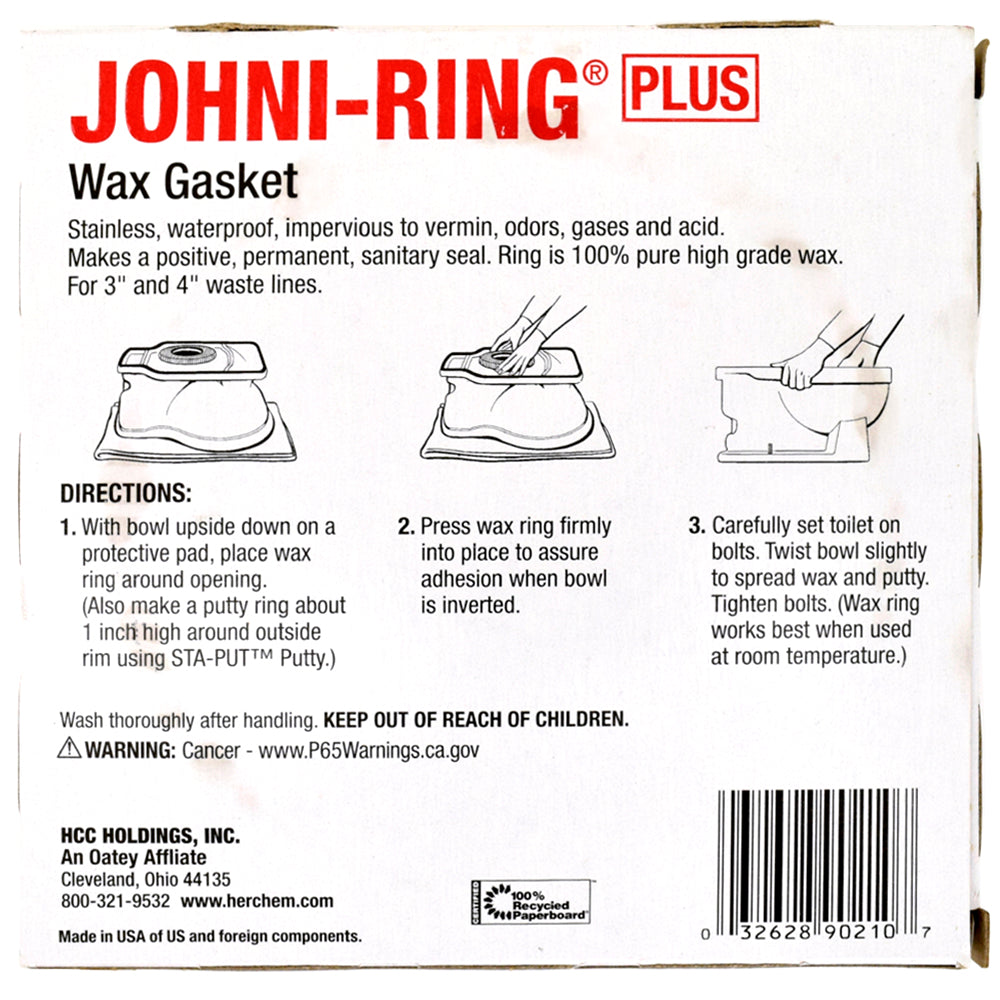 90241 Johni-Ring Closet Wax w/ Horn Gasket/Ring with Flange, Jumbo, fits 3" or 4"