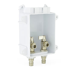 a close up of a white box with two valves