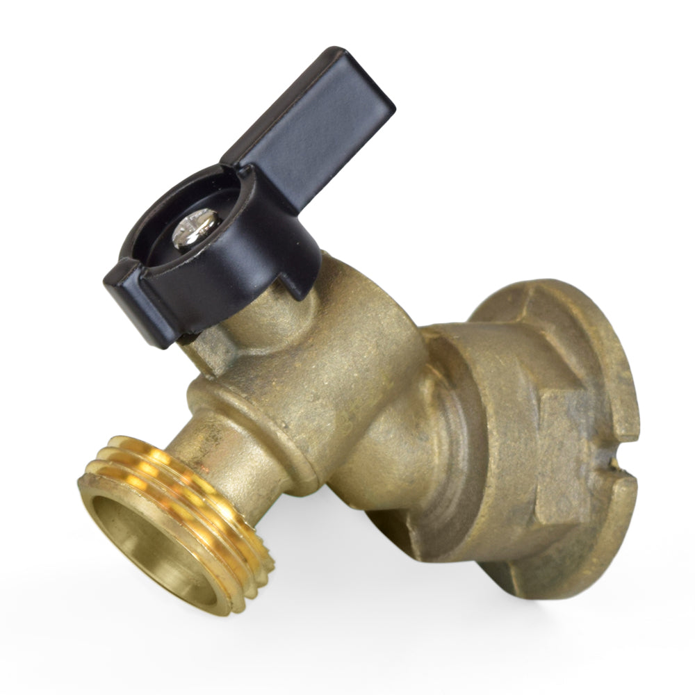 a close up of a water valve with a white background