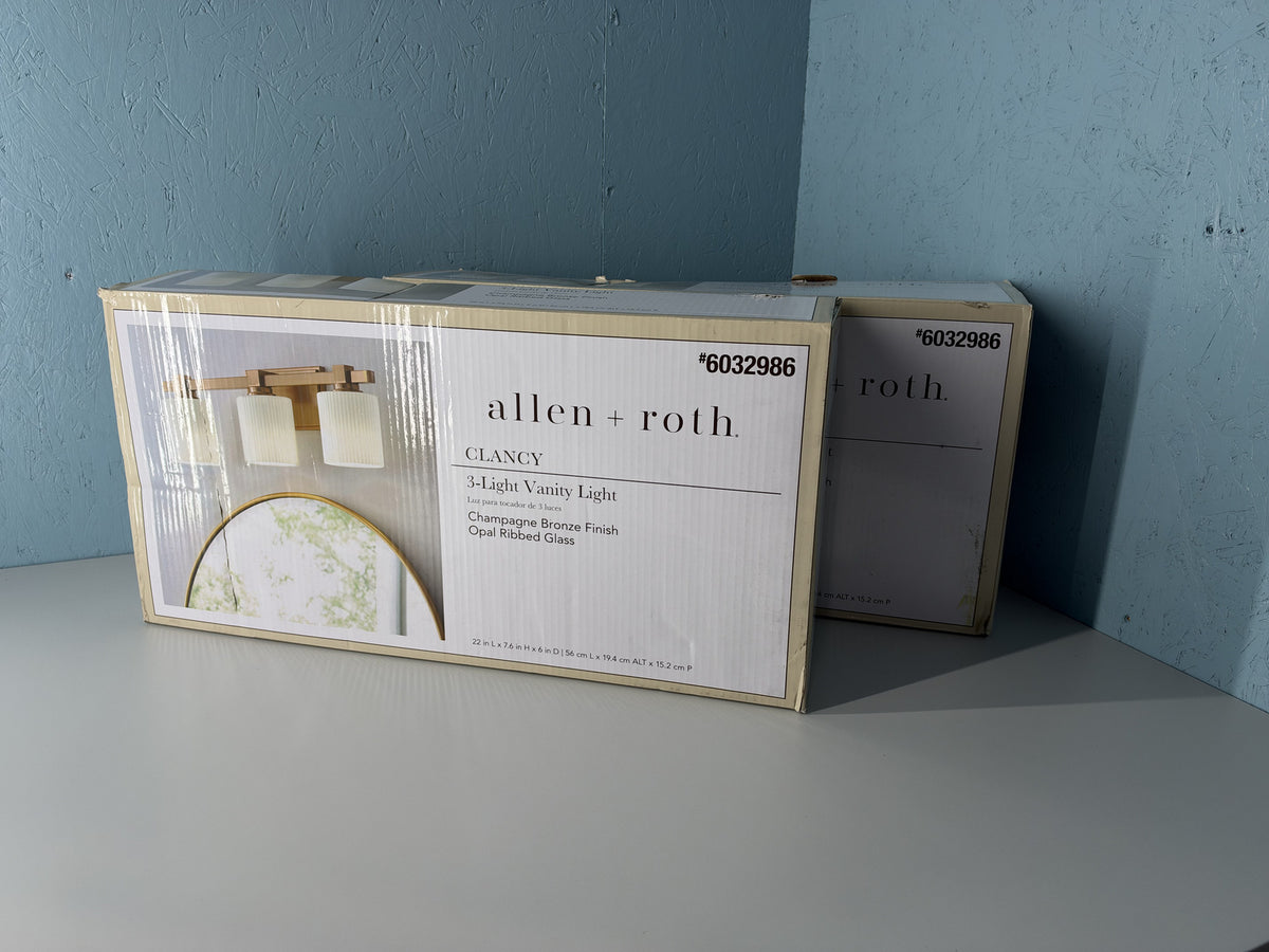 allen + roth Clancy 3-Light Vanity Light in Champagne Bronze Finish