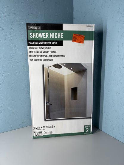 Everbilt 26-1/4x12-1/4x3 Foam Waterproof Shower Niche with Adjustable Shelf