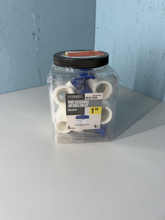 5PACK Everbilt 1" PVC Schedule 40 Ball Valve Solvent 5-Pack