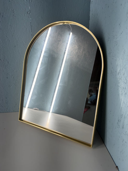 16 in. W x 20 in. H Arched Framed Decorative Wall Mounted Bathroom Vanity Mirror Gold Shatterproof