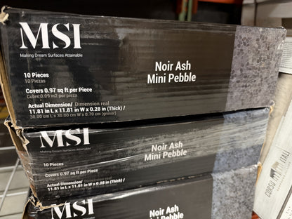 29sqft - Noir Ash Mini Pebble 12x12 Tumbled Marble Mesh-Mounted Mosaic Floor and Wall Tile