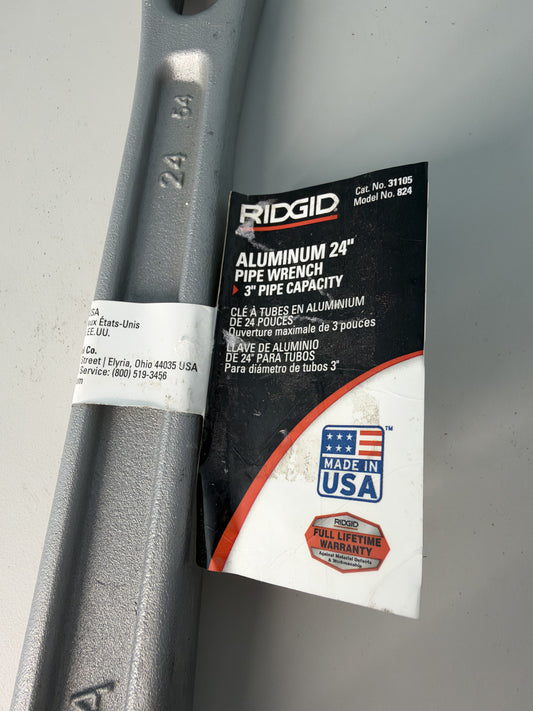 RIGID 31105 24" Pipe Wrench, 3" Pipe Capacity