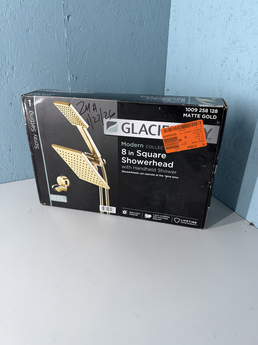 Glacier Bay Modern Matte Gold Square Showerhead with Handheld 1009.258.128