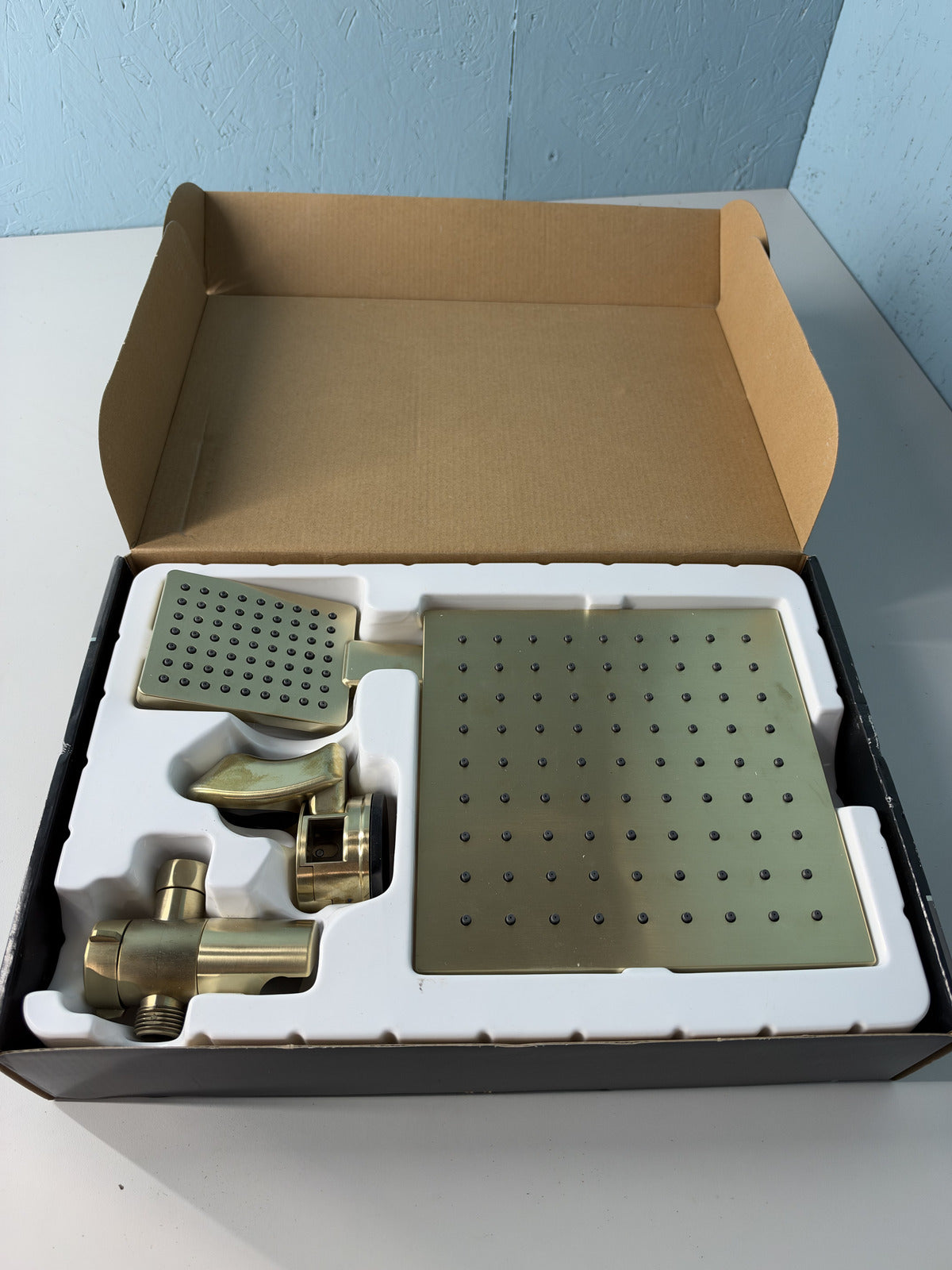 Glacier Bay Modern Matte Gold Square Showerhead with Handheld 1009.258.128