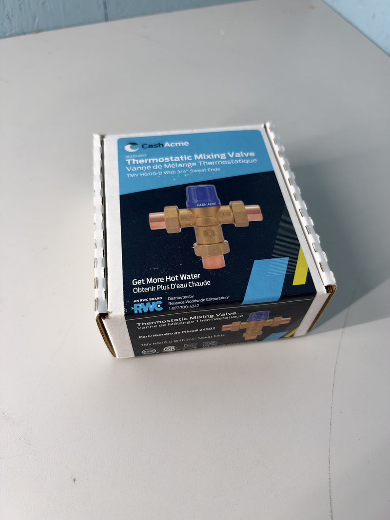 CashAcme Thermostatic Mixing Valve w/ 3/4 Sweat Ends