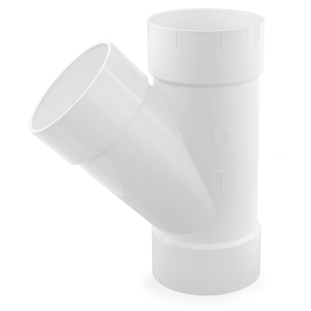 PVC DWV Wye, Various Sizes